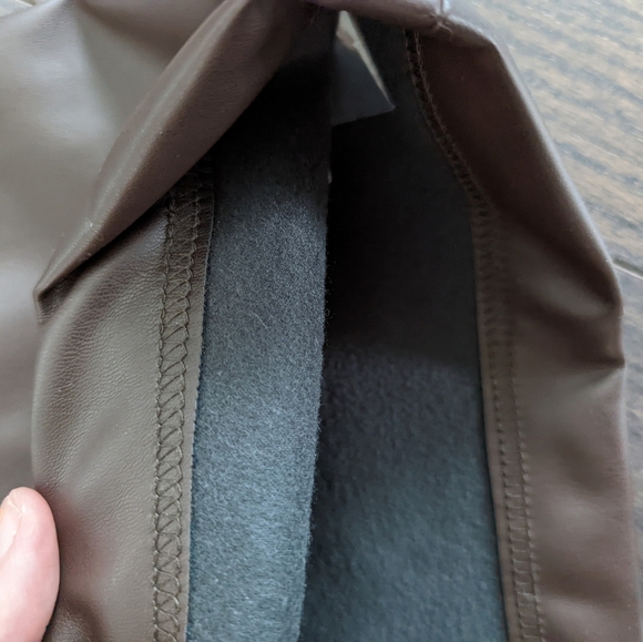 Sleeveless Brown Pleather Mini Dress - Picture 5 of 9